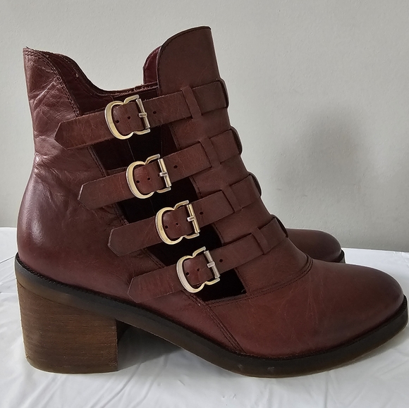 Latigo Shoes - LATIGO Mila Women's Open Side Buckle Leather Boots, Block Heel